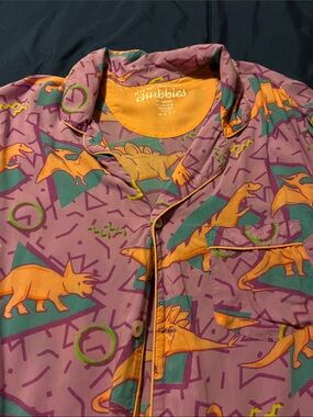 chubbies Purple Shirt with Orange Dino Print